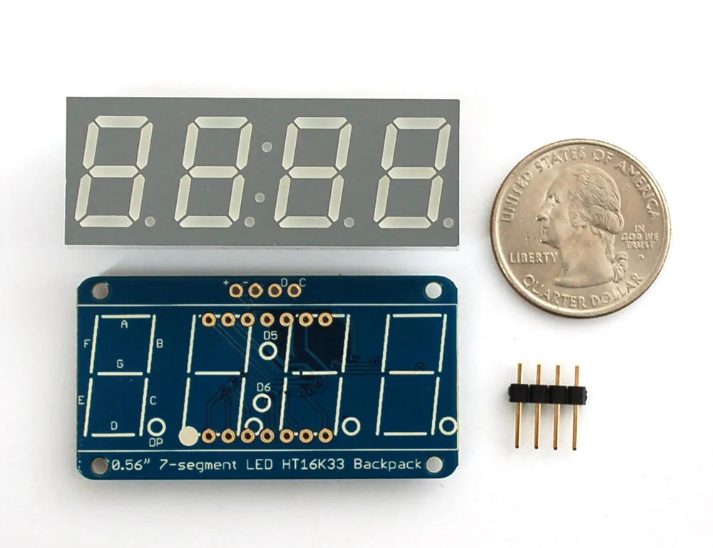 Adafruit 0.56" 4-Digit 7-Segment Display w/I2C Backpack - Red