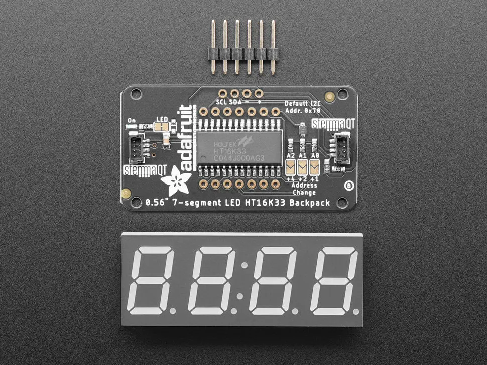 Adafruit 0.56" 4-Digit 7-Segment Display w/I2C Backpack - Yellow