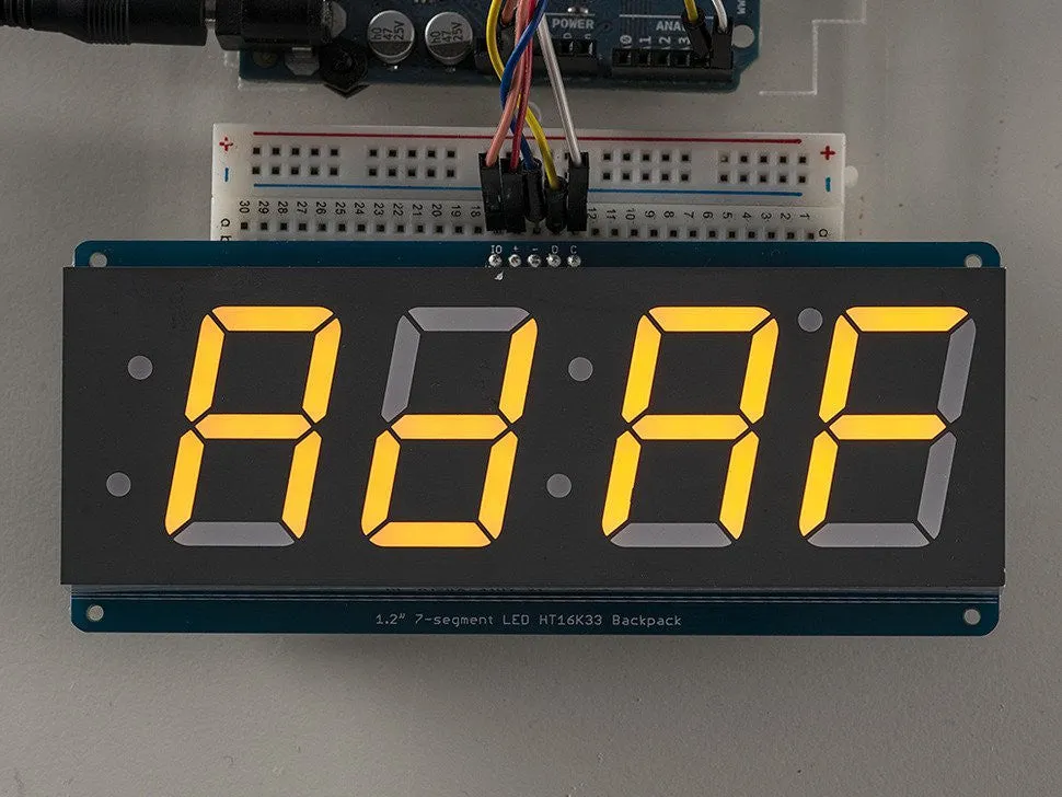 Adafruit 1.2" 4-Digit 7-Segment Display w/I2C Backpack - Yellow