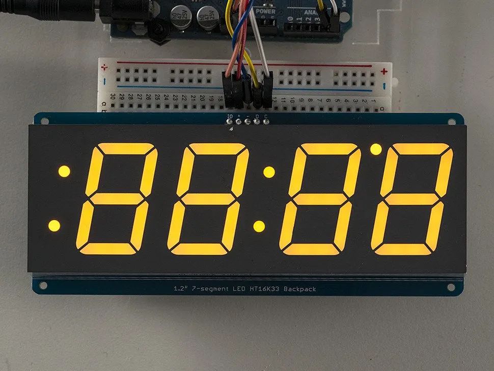 Adafruit 1.2" 4-Digit 7-Segment Display w/I2C Backpack - Yellow