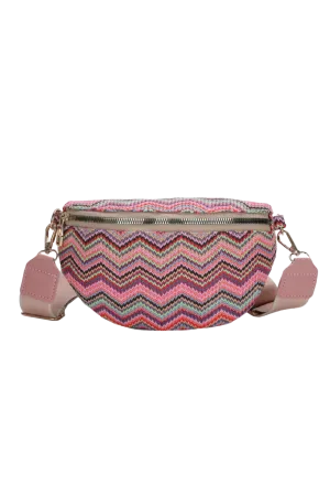 Adored Chevron Straw Sling Bag