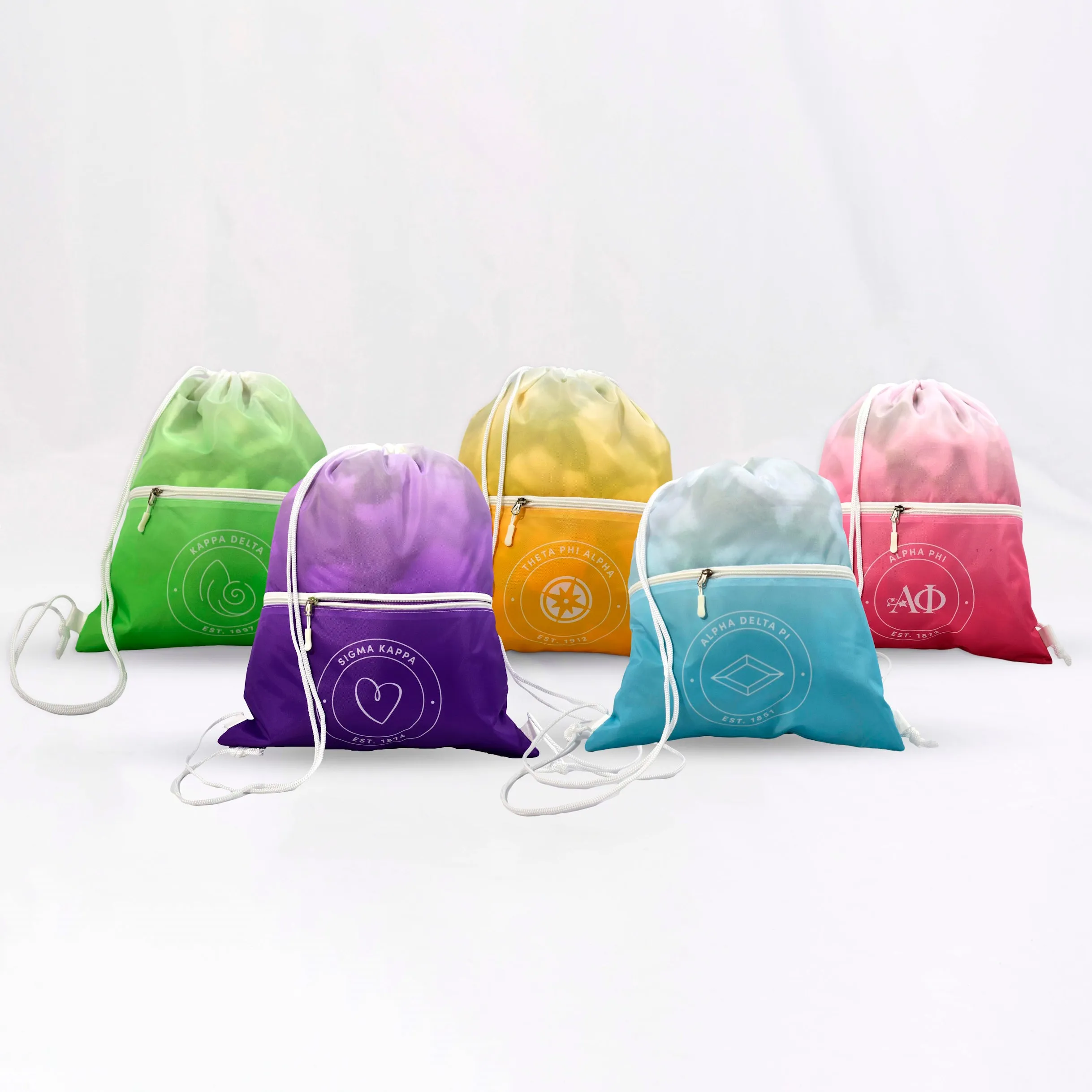 Alpha Phi Drawstring Backpack, Ombre Color Design