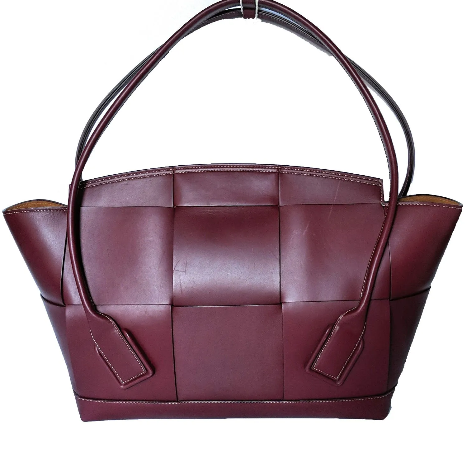 Bottega Veneta Arco Large Bordeaux Intrecciato Leather Bag