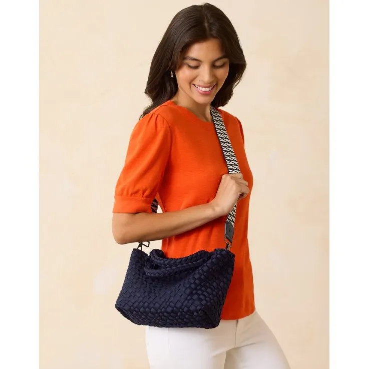 Brandon Small Woven Tote - Navy