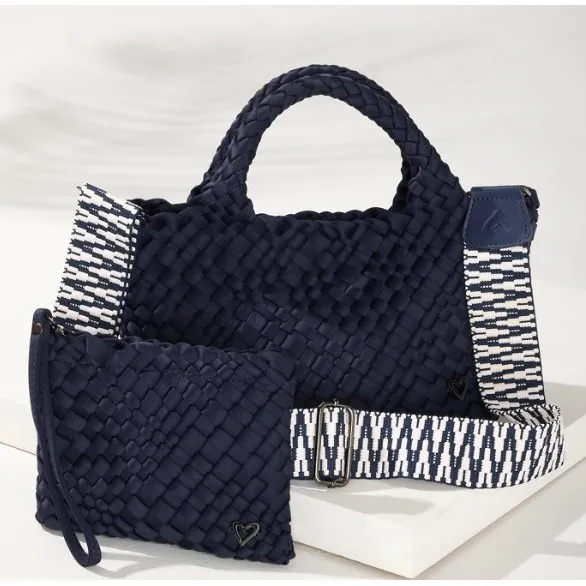 Brandon Small Woven Tote - Navy