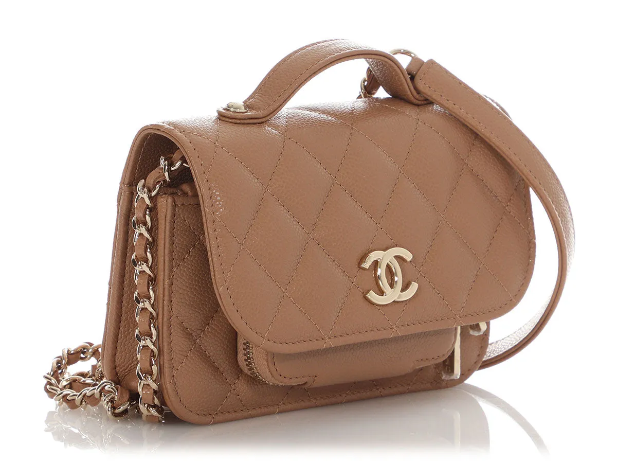 Chanel Beige Quilted Caviar Business Affinity Flap Clutch