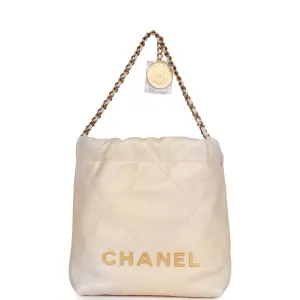 Chanel Mini 22 Bag Champagne Iridescent Calfskin Gold Hardware