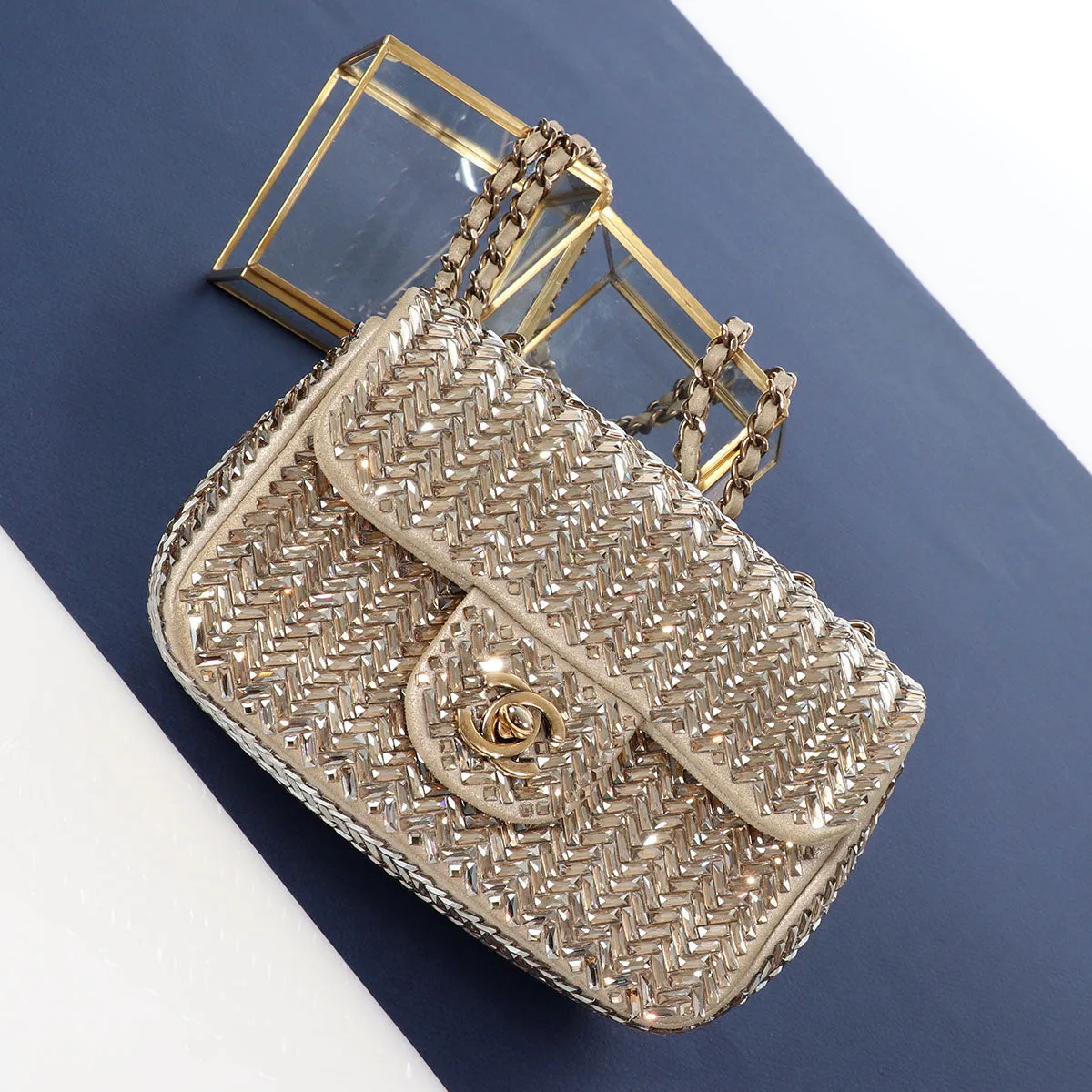 Chanel Mini Bronze Crystal-Embellished Flap