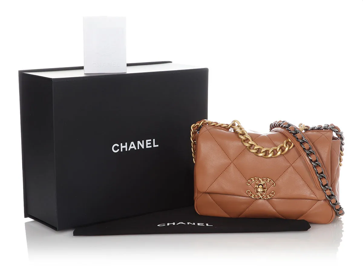 Chanel Small Caramel Quilted Leather 19 Flap