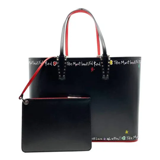 Christian Louboutin Cabata Calfskin Black Leather Tote