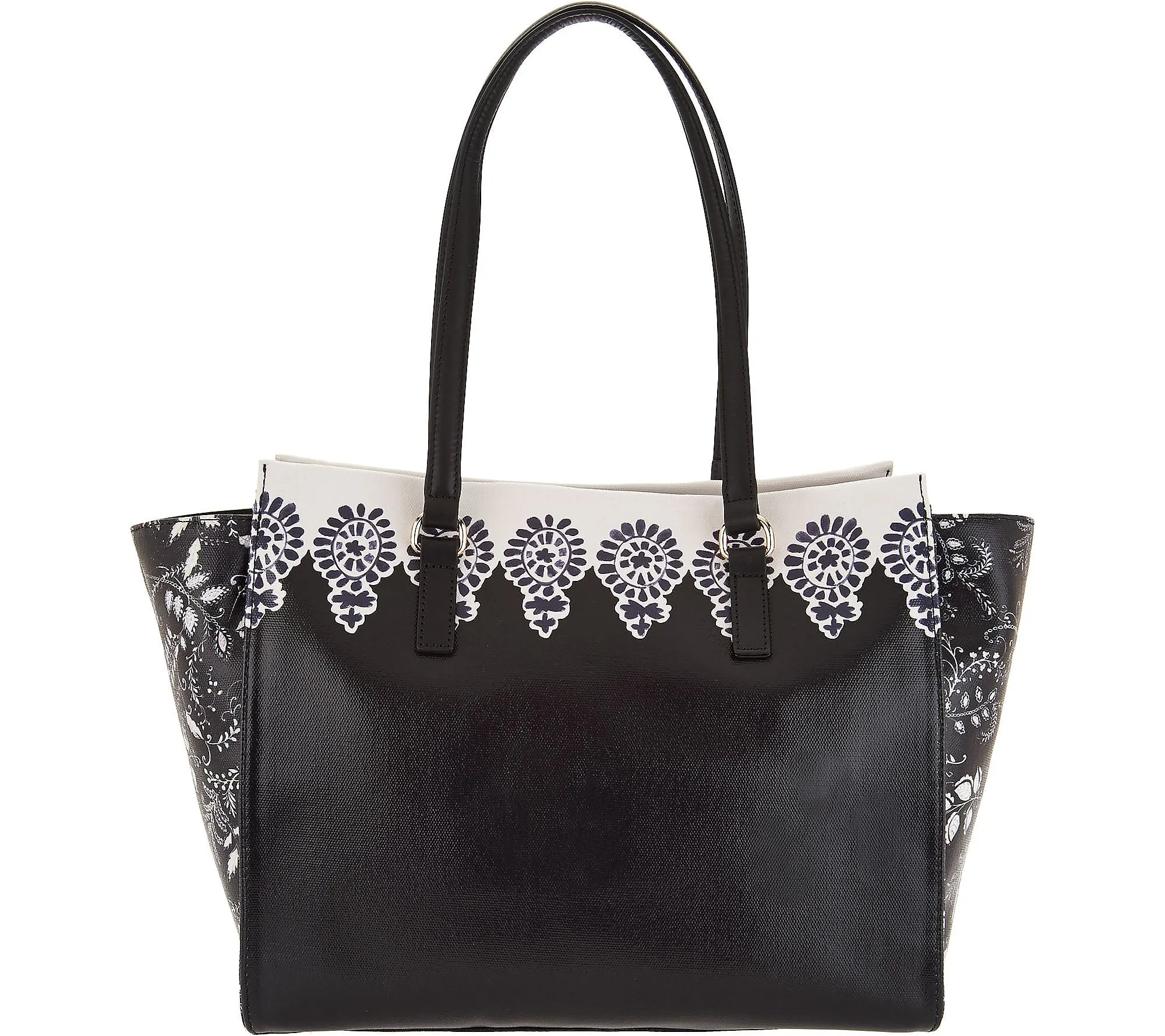 DENA East/West Shopper Tote w/ Pouch and Wristlet, Pink Rose Bloom