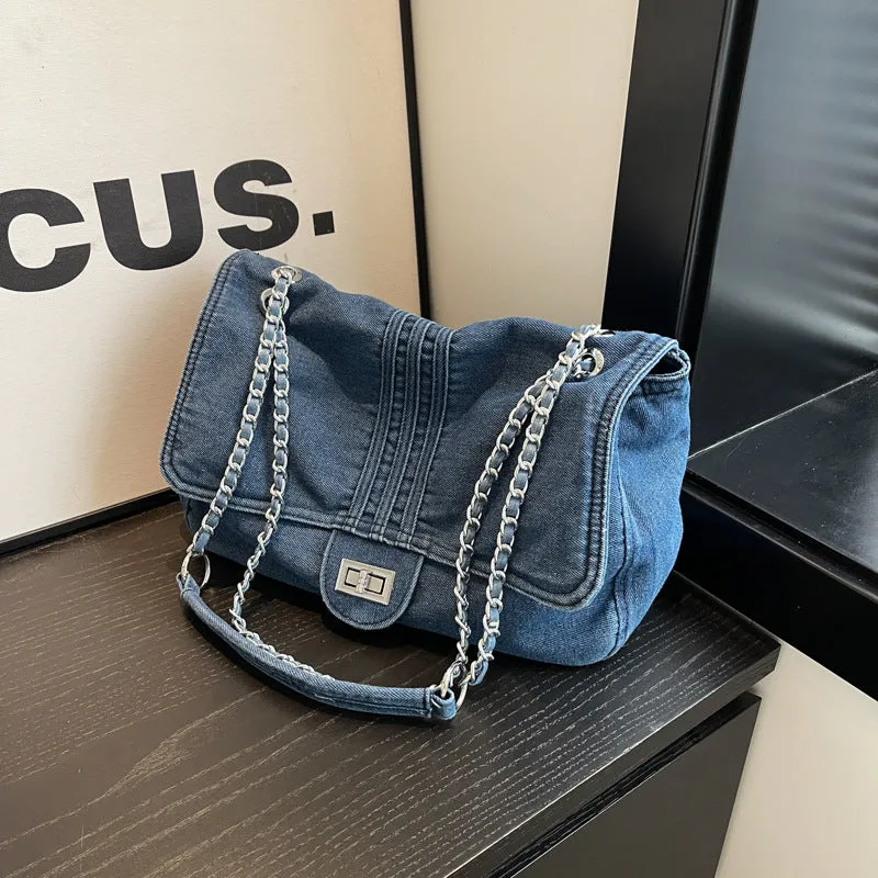 Denim Bag for Women  New Fashion Large Capacity Chain Shoulder Bag High-Grade Sentong Qin Tote Hobo Bag