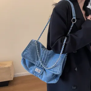 Denim Bag for Women  New Fashion Large Capacity Chain Shoulder Bag High-Grade Sentong Qin Tote Hobo Bag