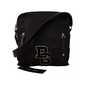 Dolce & Gabbana Black Nylon Leather DG Logo Patch Messenger Cross Body Bag