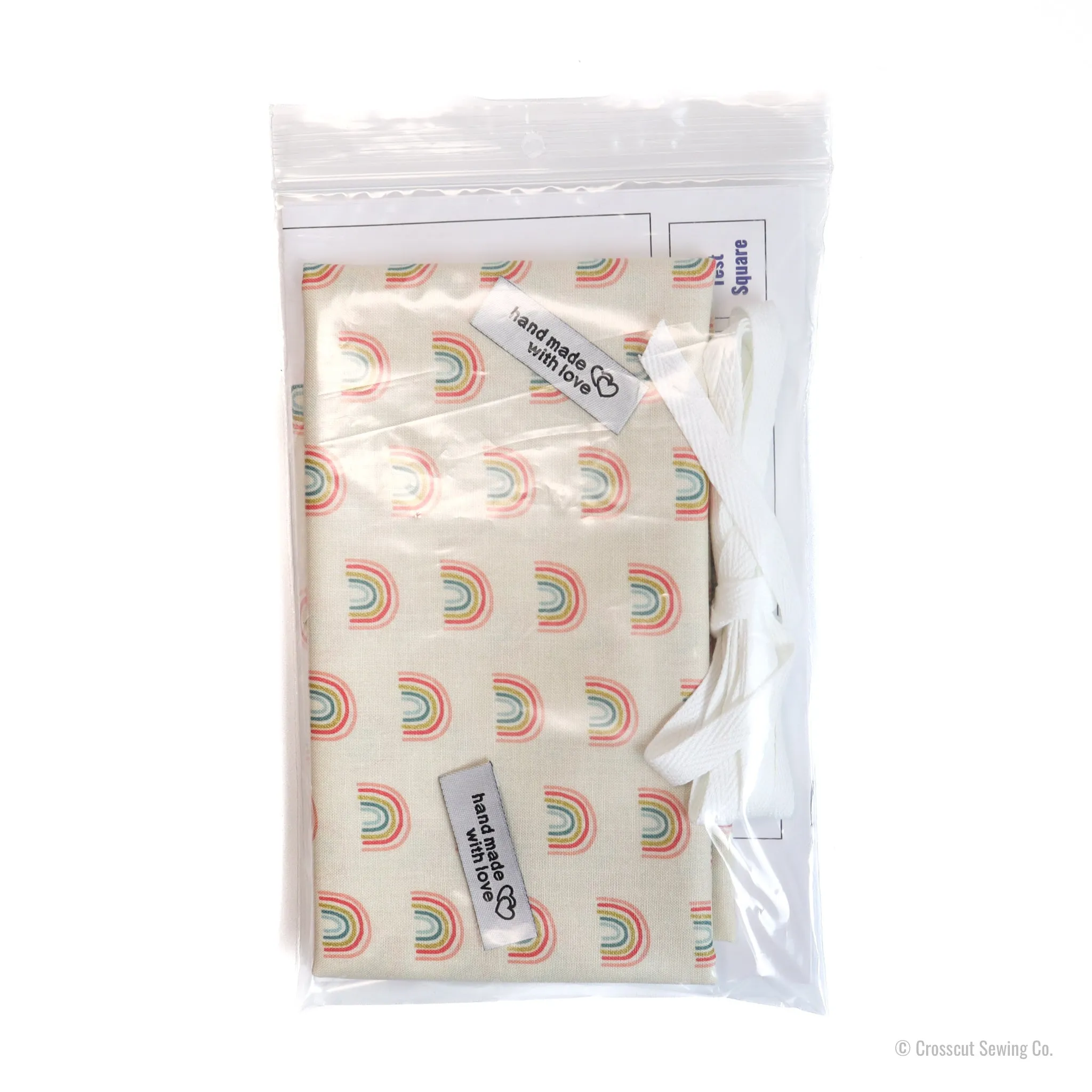 Drawstring Bag Sewing Kit - Rainbows Ivory- Makes 2 Bags