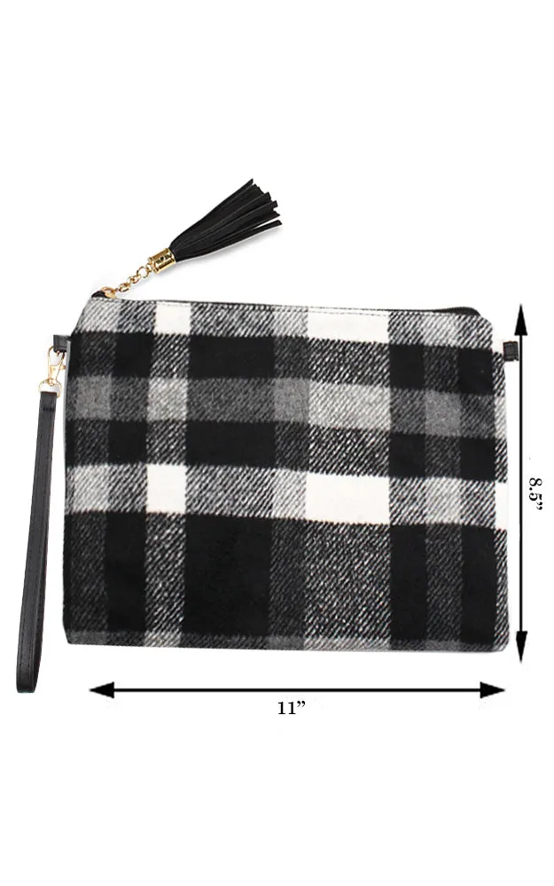 EABG9373 White Plaid Crossbody Clutch Bag