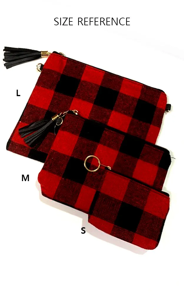 EABG9373 White Plaid Crossbody Clutch Bag