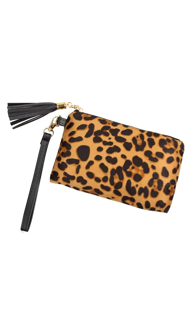 EABG9379 Beige Leopard Crossbody Clutch Bag