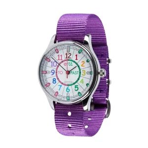 Easyread Time Teaching Waterproof Wrist Watch Rainbow face purple