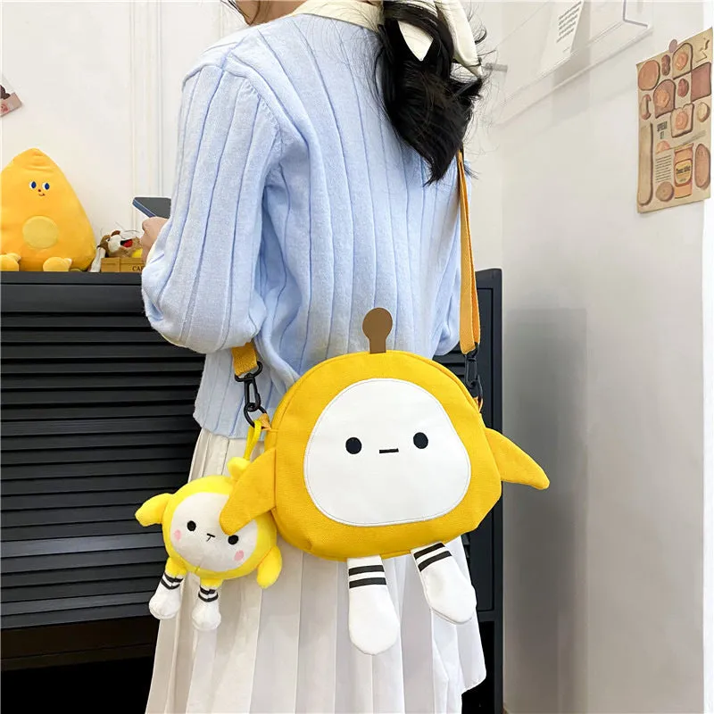 Egg Puff Bag New Cartoon Egg Puff Party Bag Canvas Bag Shoulder Messenger Bag Canvas Bag Casual Bag