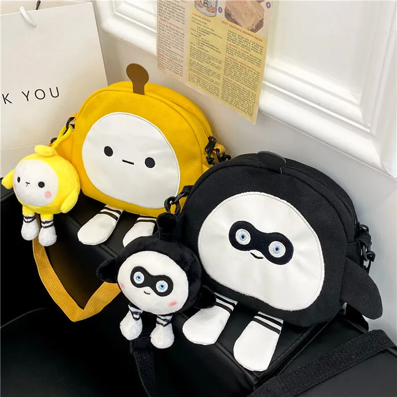 Egg Puff Bag New Cartoon Egg Puff Party Bag Canvas Bag Shoulder Messenger Bag Canvas Bag Casual Bag