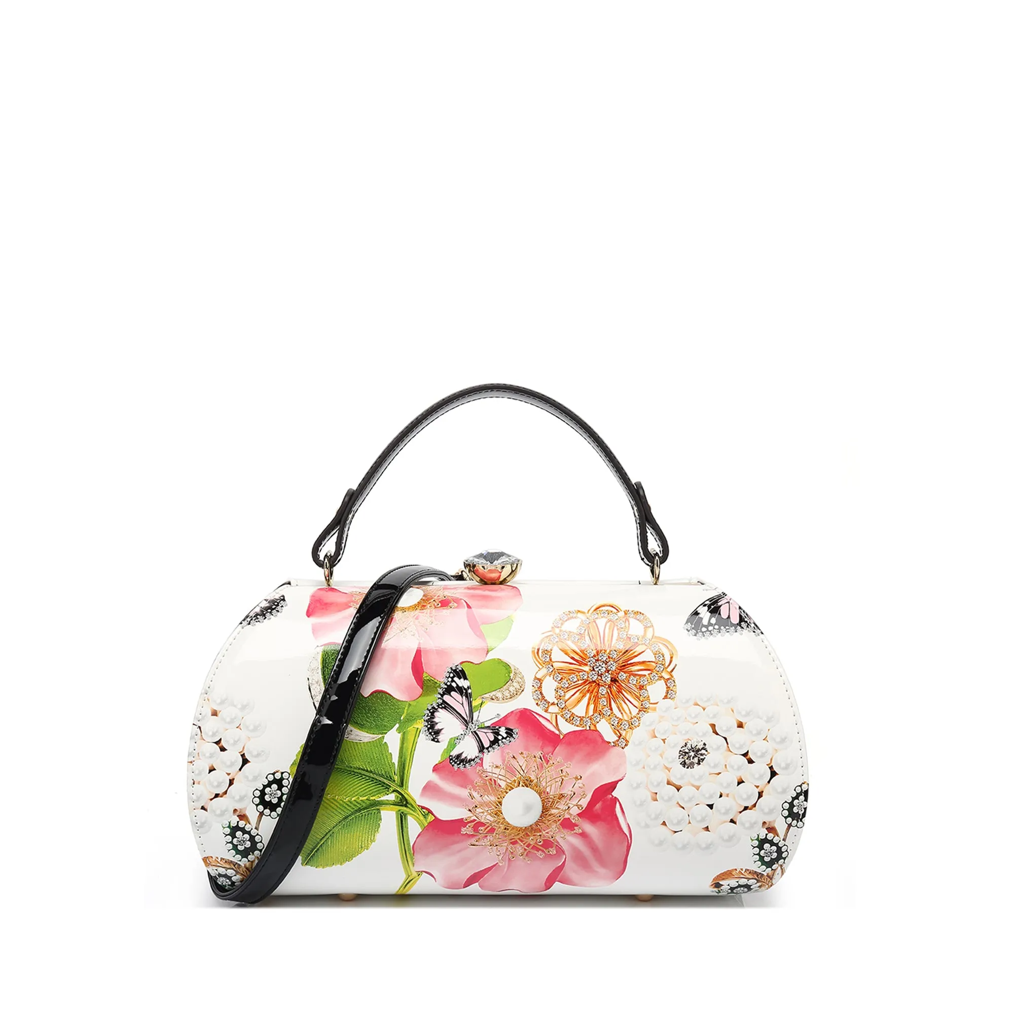 Floral Patent Leather Satchel