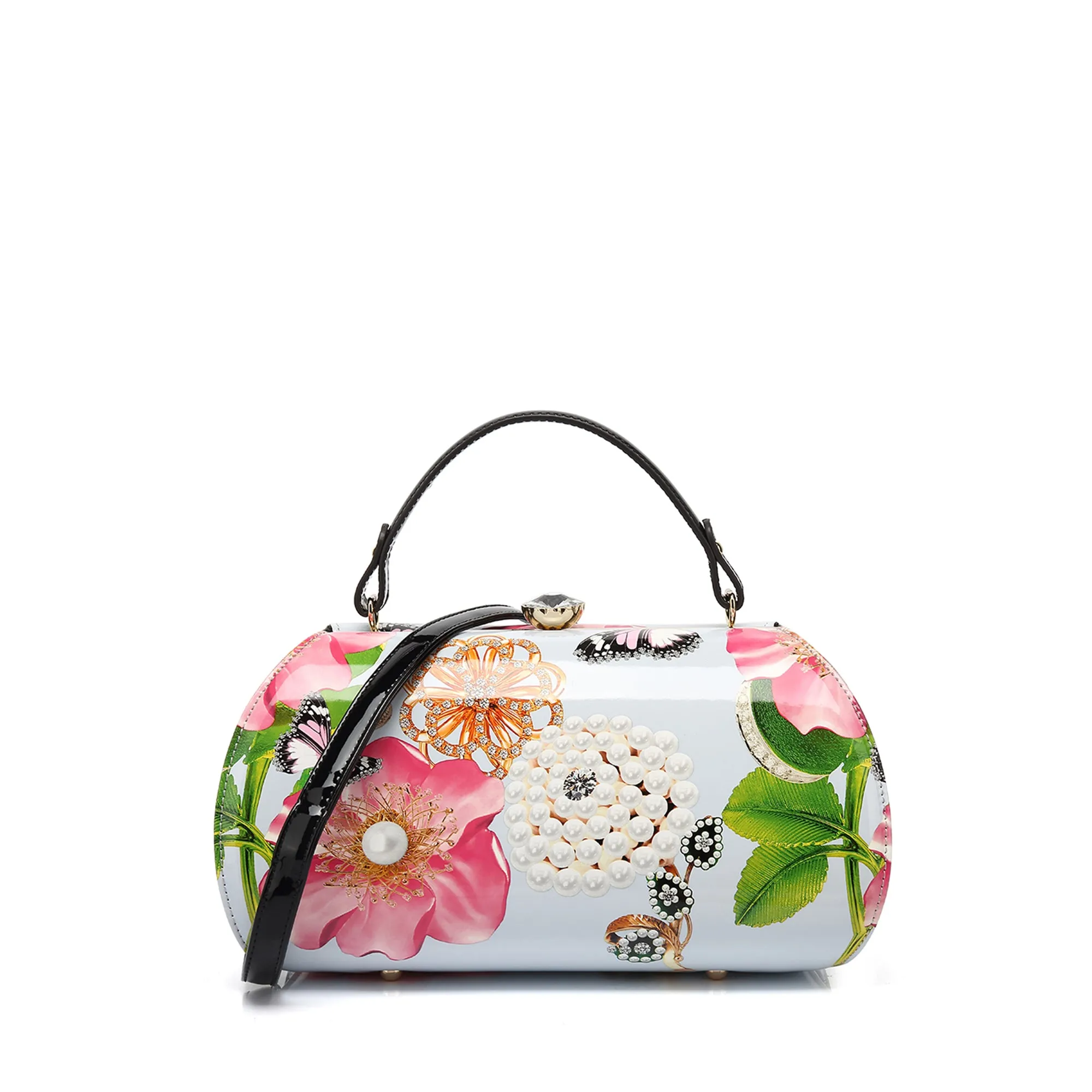 Floral Patent Leather Satchel