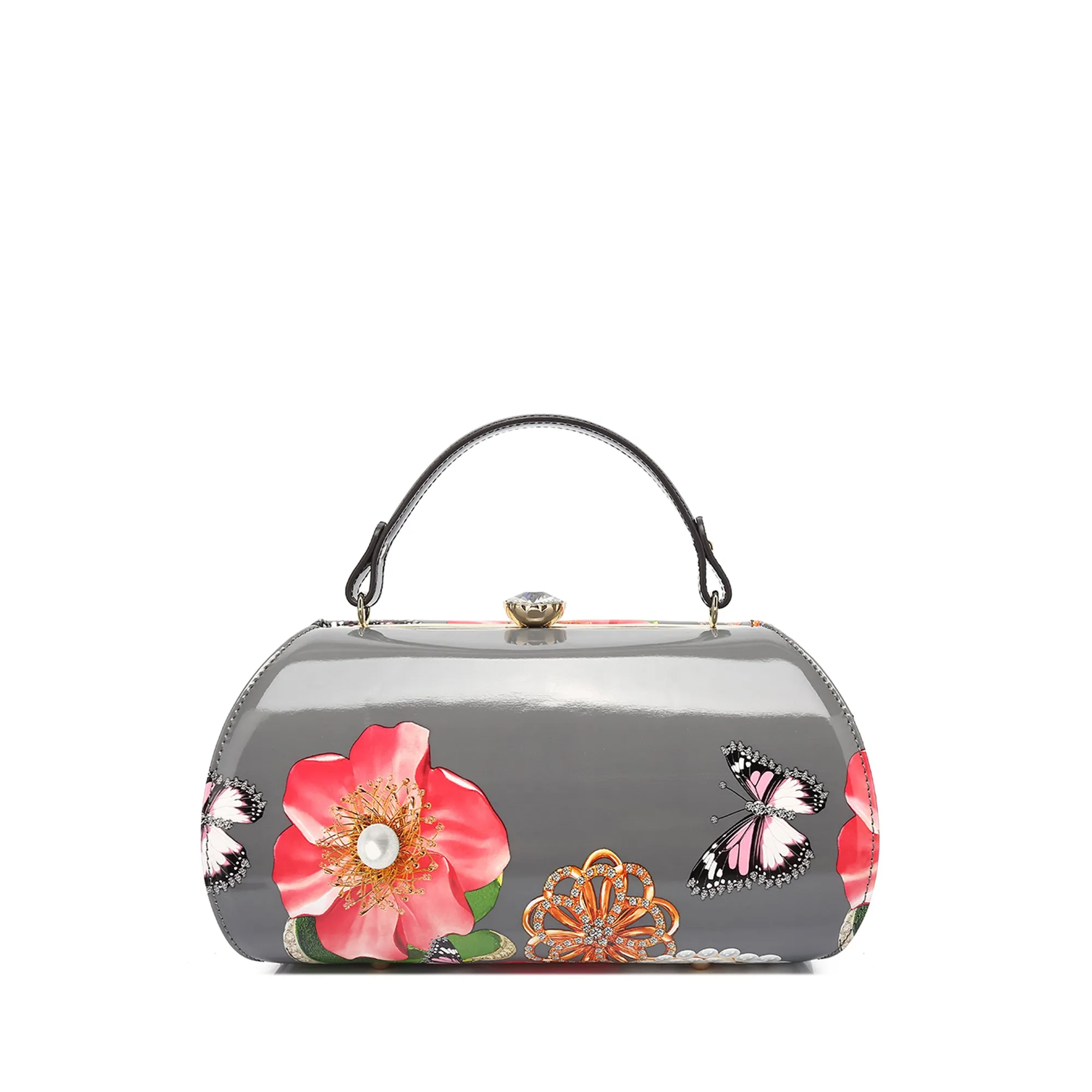 Floral Patent Leather Satchel