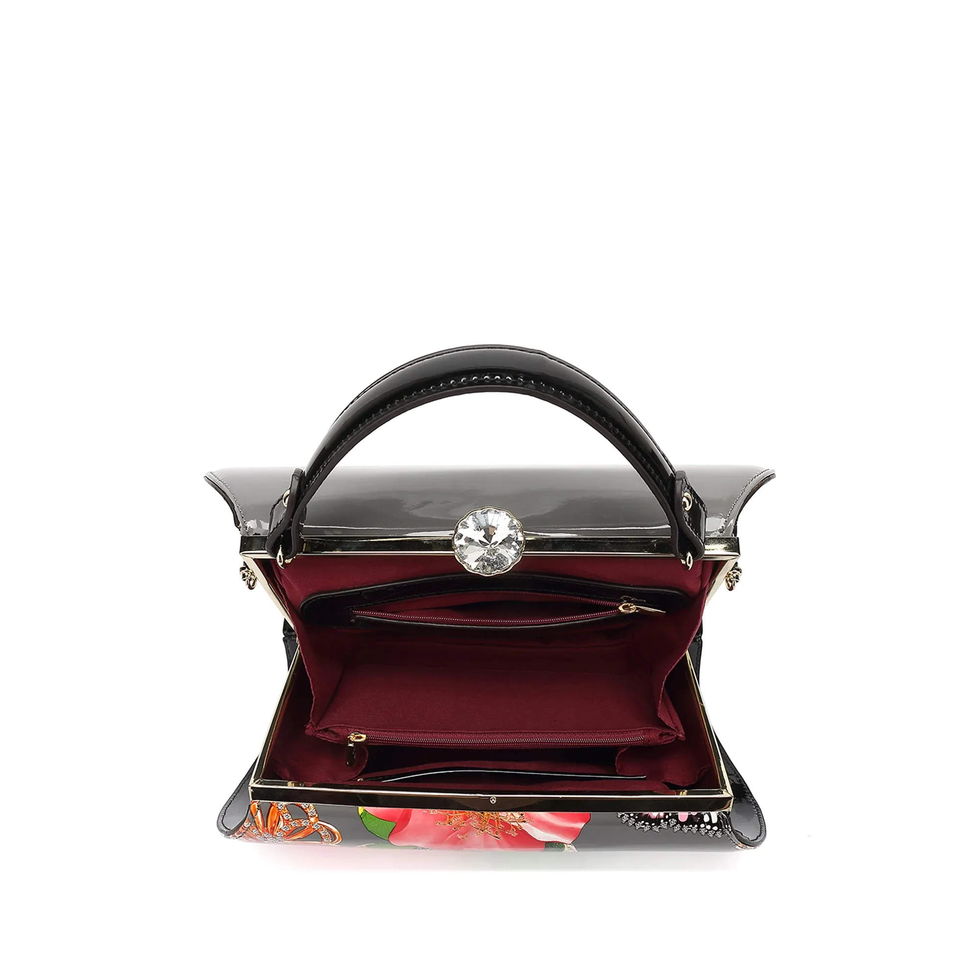 Floral Patent Leather Satchel