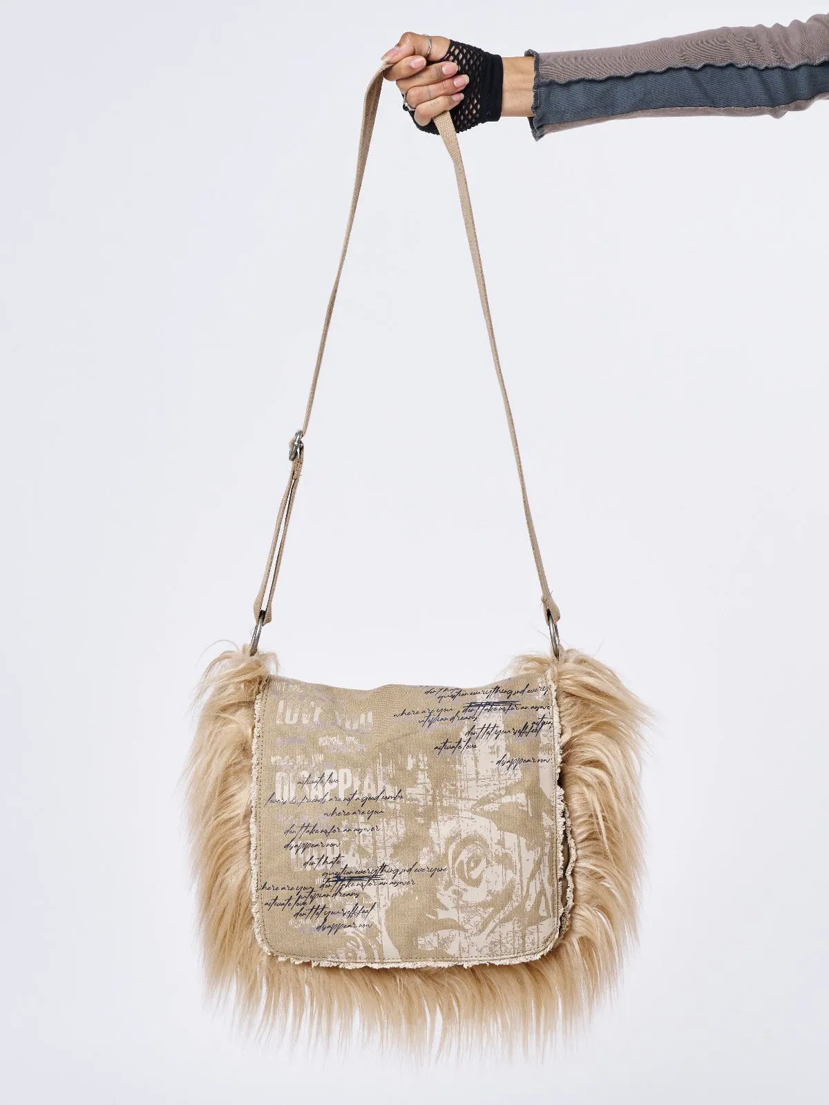 Fluffy Canvas Messenger Bag