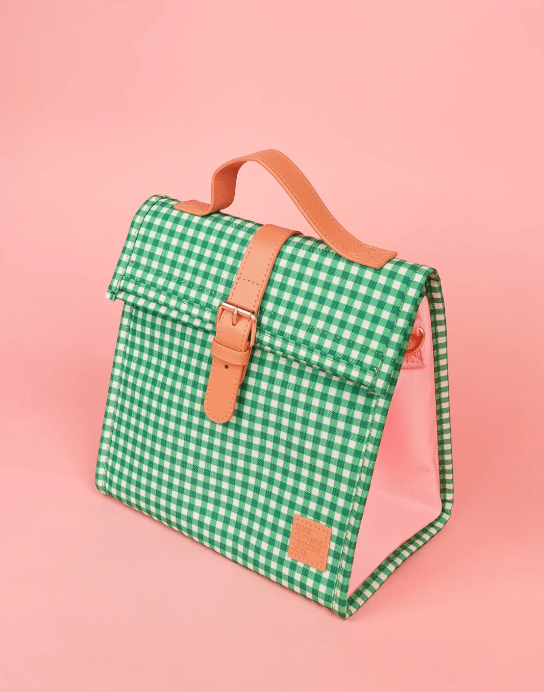 Green Gingham Lunch Satchel