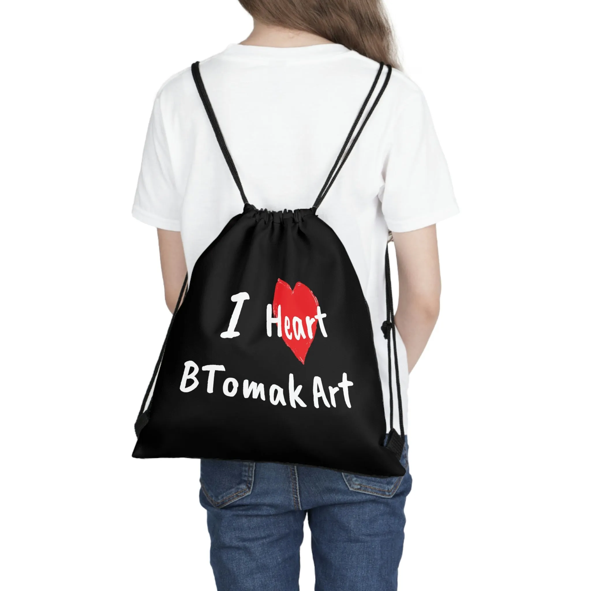 I Heart BTomak Art Outdoor Drawstring Bag