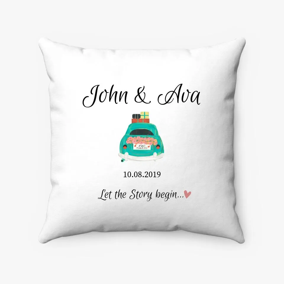 Just Married Car Custom Couple Pillow