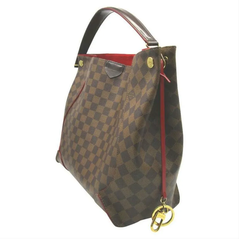 Louis Vuitton Caïssa 2016 Damier Ebene Cerise Cherry Brown Coated Canvas Hobo