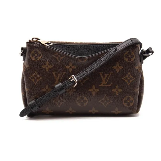 Louis Vuitton Chain Pallas Clutch Black Brown Monogram Canvas Shoulder Bag