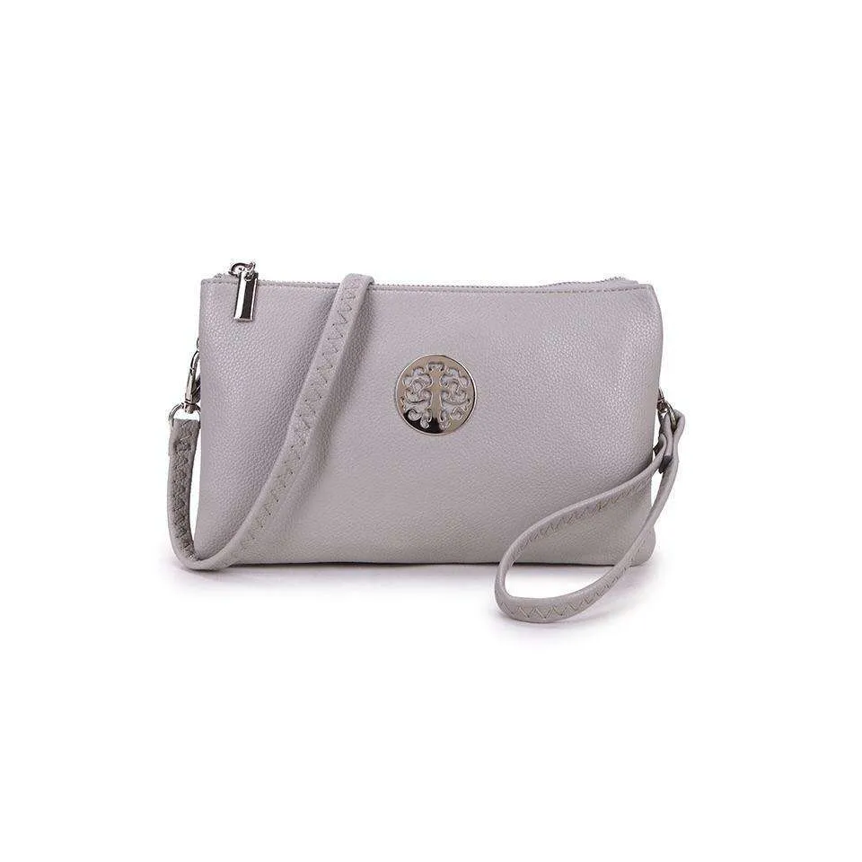 Medium Crossbody Bag With Wristlet Strap And Silver Tree Of Life Logo (Available in 21 Colours)