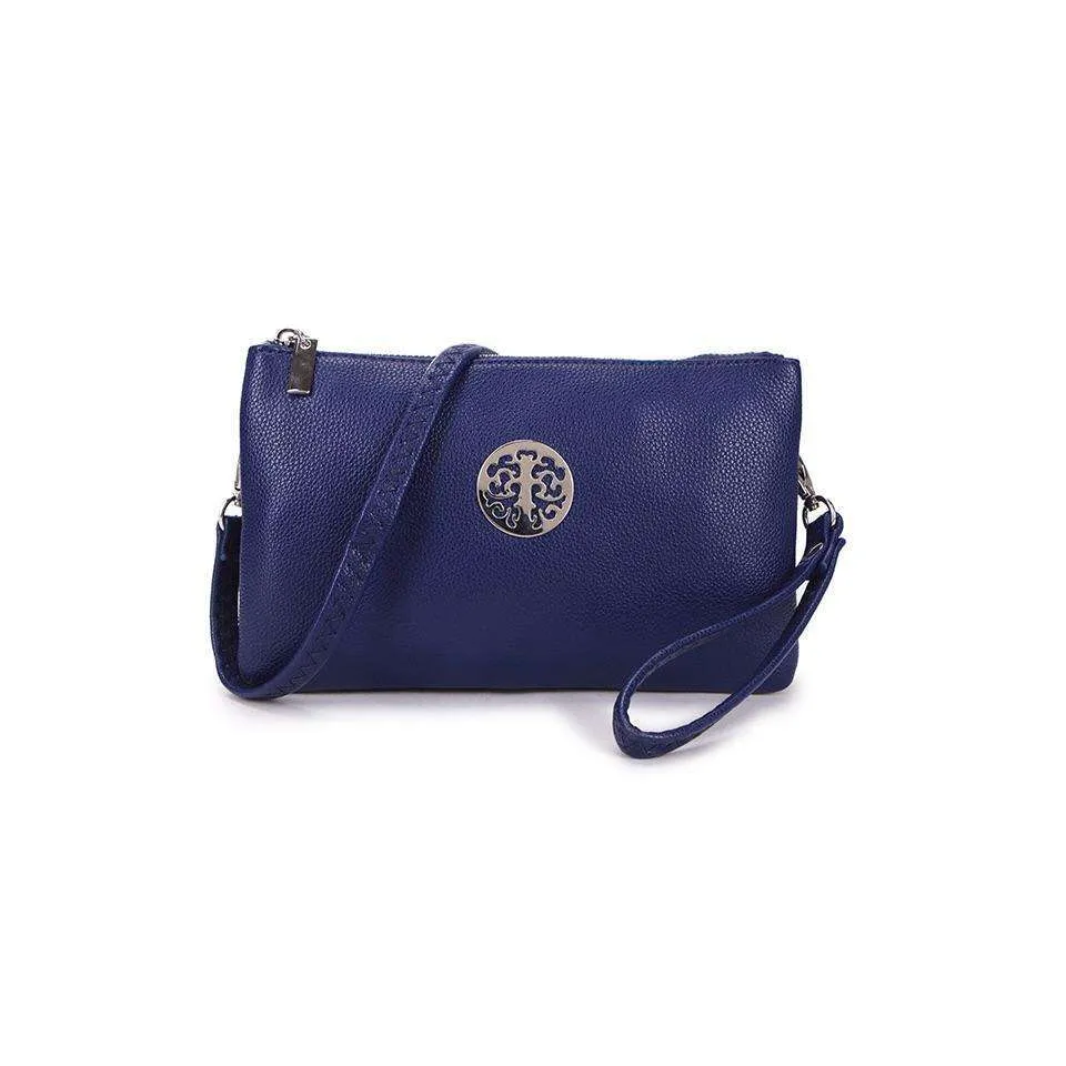 Medium Crossbody Bag With Wristlet Strap And Silver Tree Of Life Logo (Available in 21 Colours)