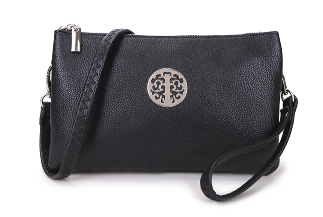 Medium Crossbody Bag With Wristlet Strap And Silver Tree Of Life Logo (Available in 21 Colours)