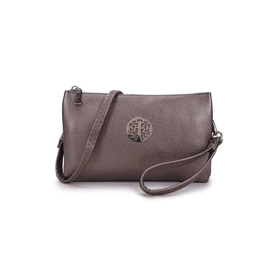 Medium Crossbody Bag With Wristlet Strap And Silver Tree Of Life Logo (Available in 21 Colours)