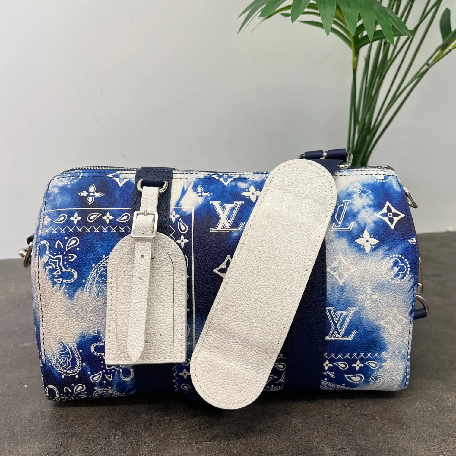 Men's City Keepall Monogram Bandana Messenger Bag Blue