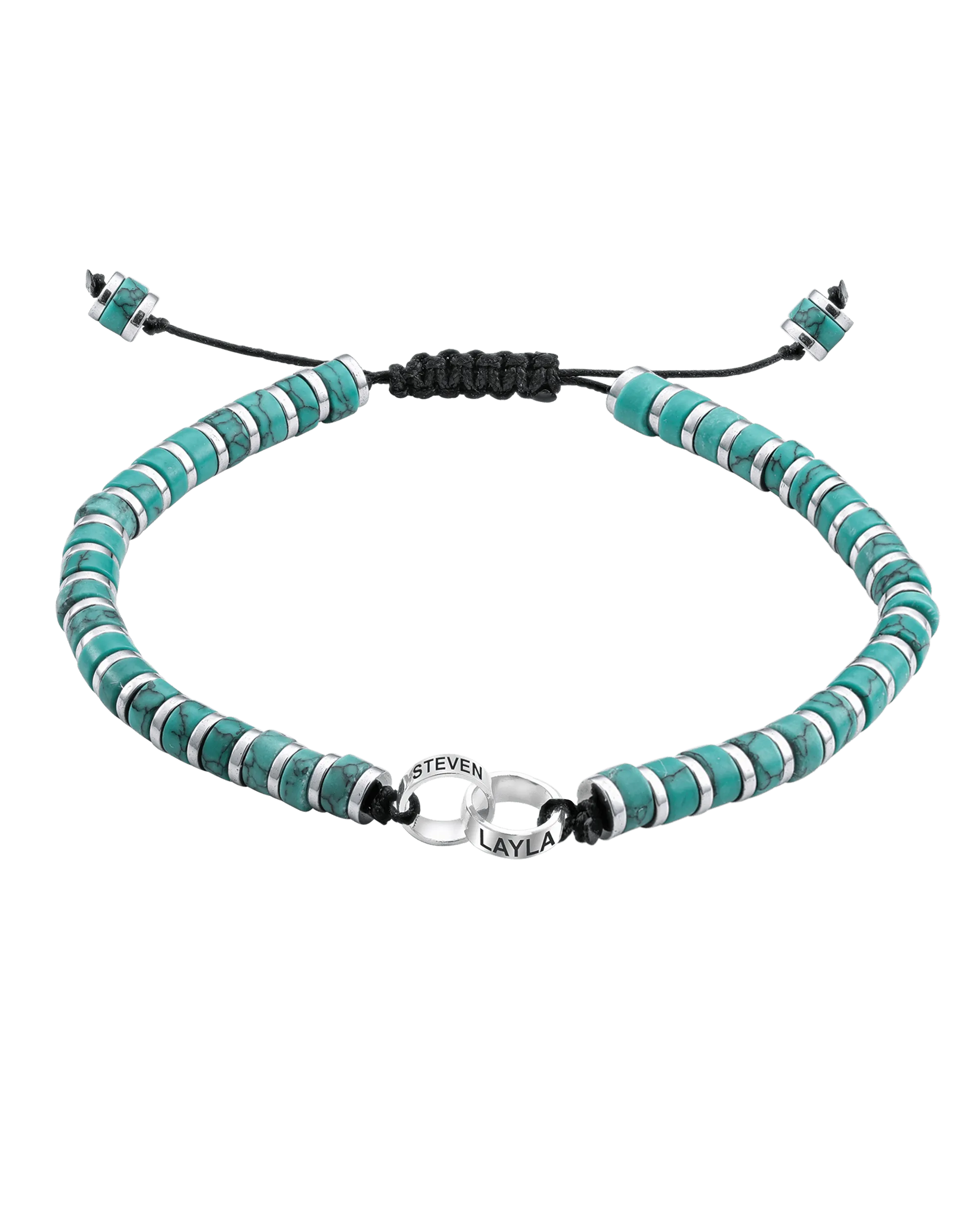 Men's Howlite Turquoise Disc Bead & Forever Links Bracelet - 925 Sterling Silver