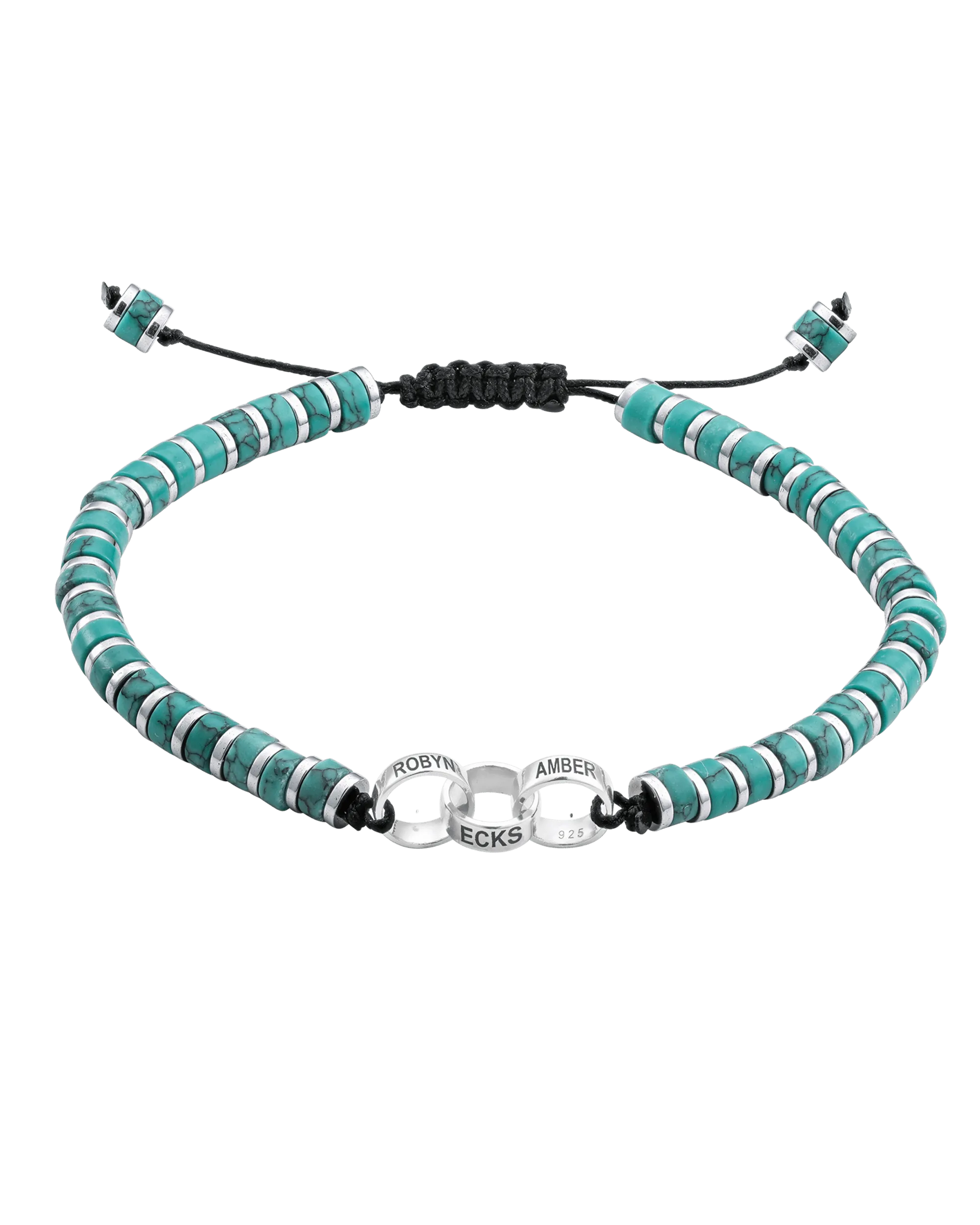 Men's Howlite Turquoise Disc Bead & Forever Links Bracelet - 925 Sterling Silver