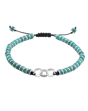 Men's Howlite Turquoise Disc Bead & Forever Links Bracelet - 925 Sterling Silver