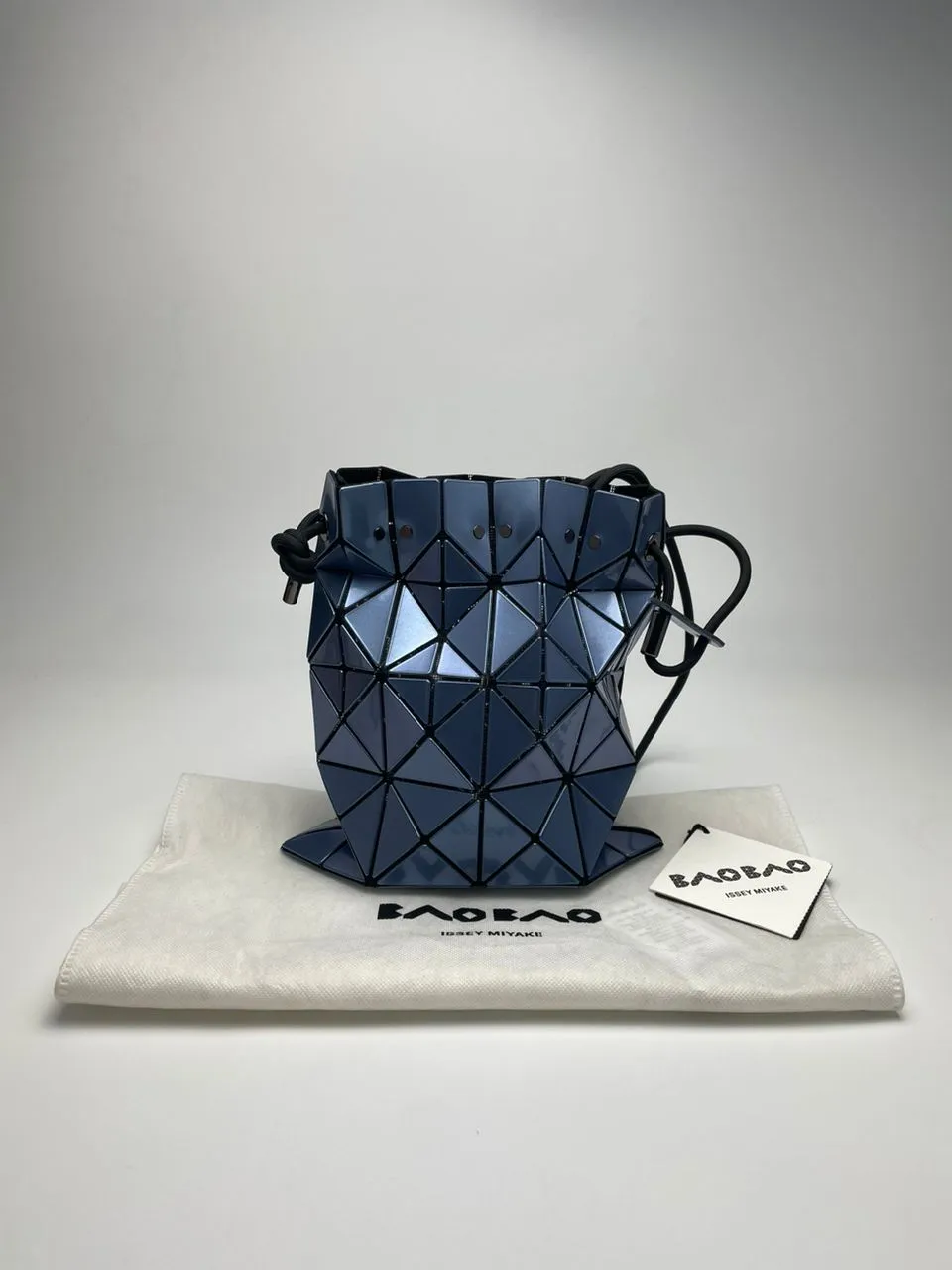 Metallic Blue Drawstring Pouch Bag