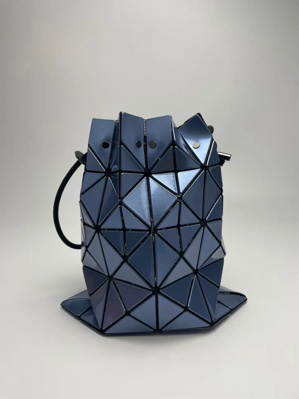 Metallic Blue Drawstring Pouch Bag