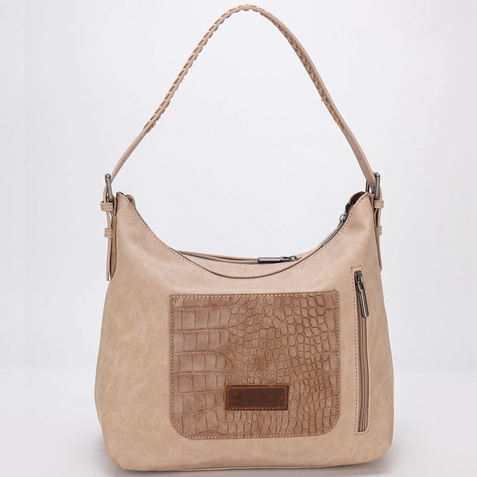 MW1286G-918 Montana West Croc Print Concealed Carry Hobo Tan