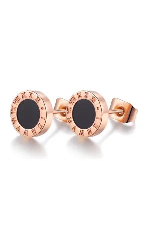 Orla with Round Roman Numeral Stud Earrings