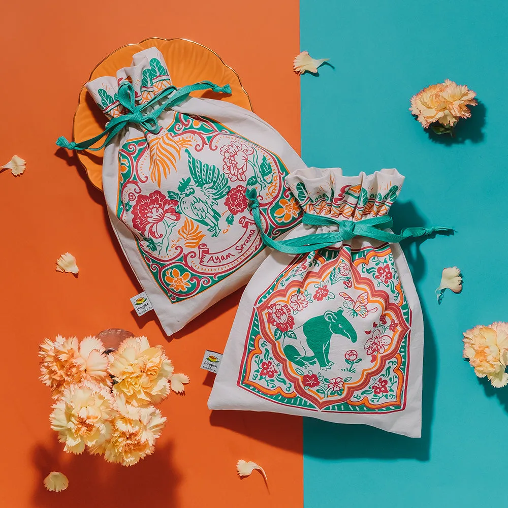 Peranakan Tiles Ayam Serama Drawstring Gift Bag (Big)