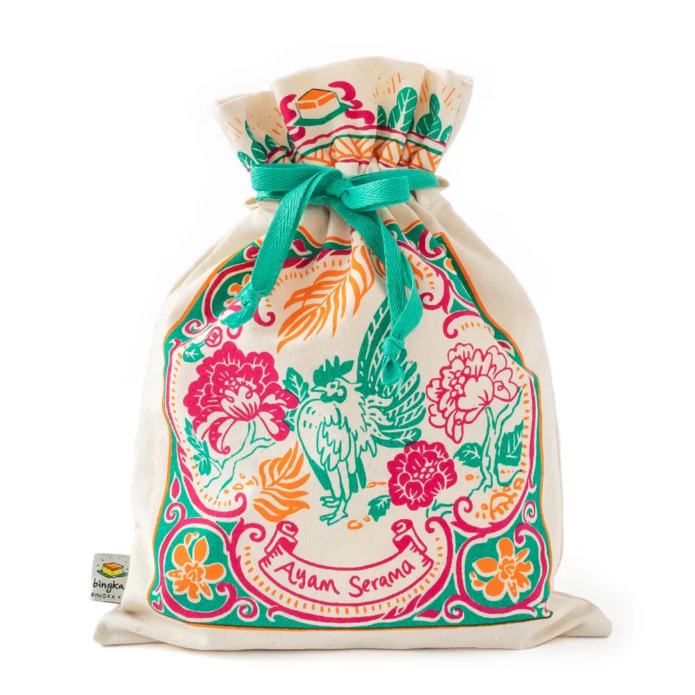 Peranakan Tiles Ayam Serama Drawstring Gift Bag (Big)