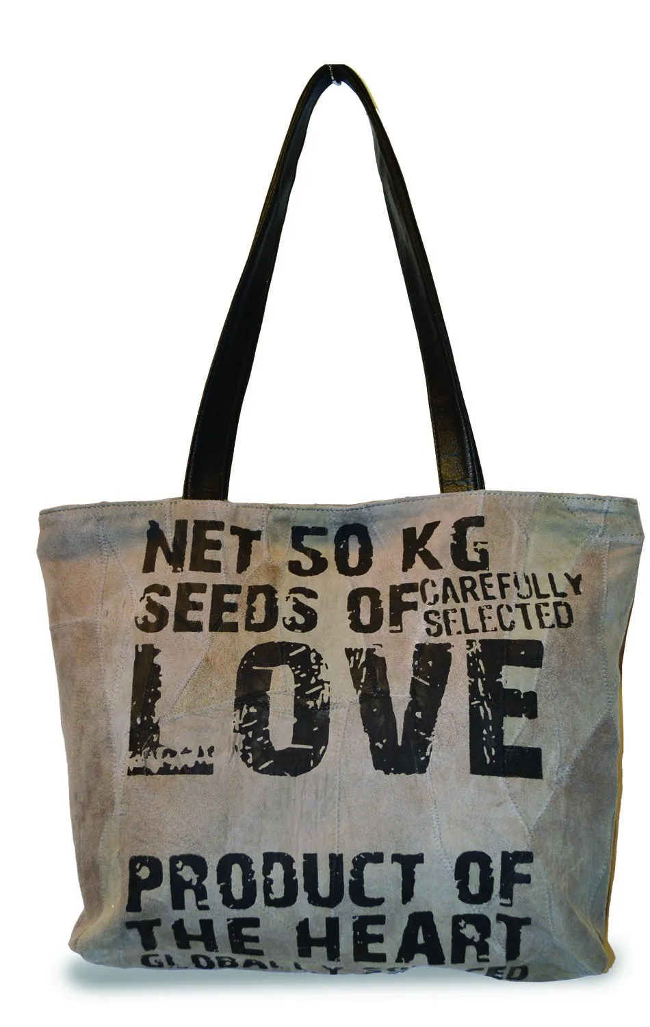 Recycled Leather Small Bag : Love Seeds, Color Grey